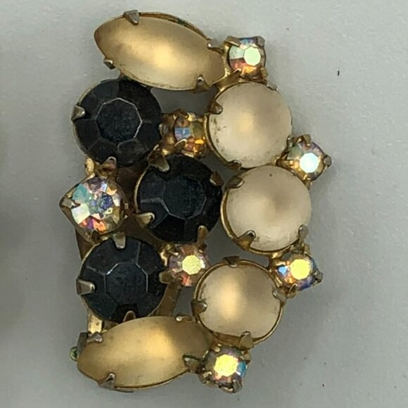 Vintage Moonstone Moon Shapped Clip On Earrings by Continental - Picture 2 of 11